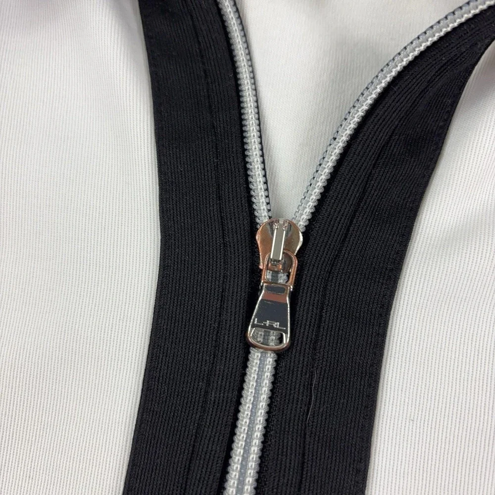 Lauren Ralph Lauren Active Track Jacket Womens XL White Black Full Zip Stripe